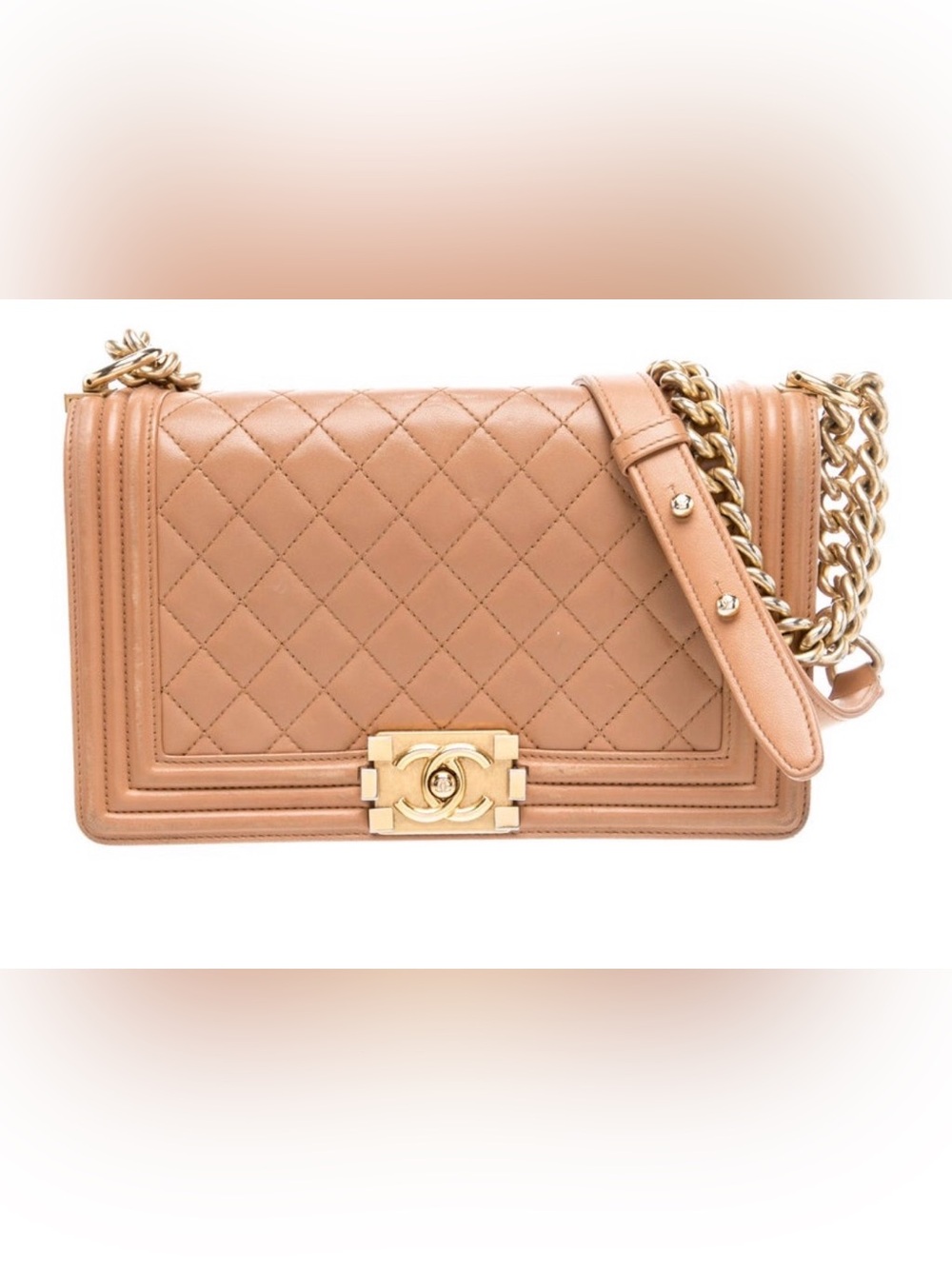 Chanel Boy Quilted Leather Shoulder Bag in Nude Beige